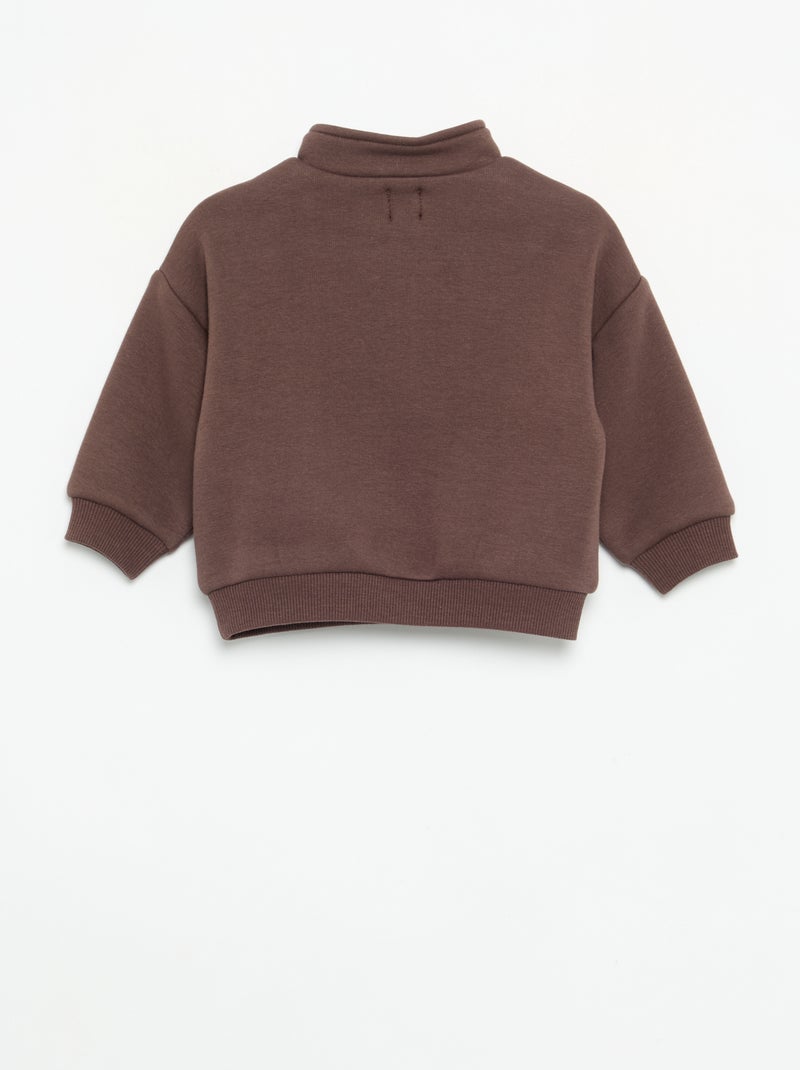 Sweat à manches longues et col zippé Marron - Kiabi
