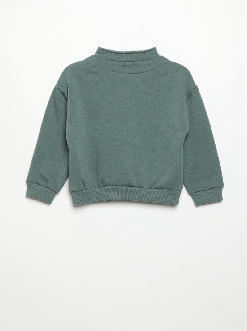 Sweat à manches longues et col zippé Vert - Kiabi