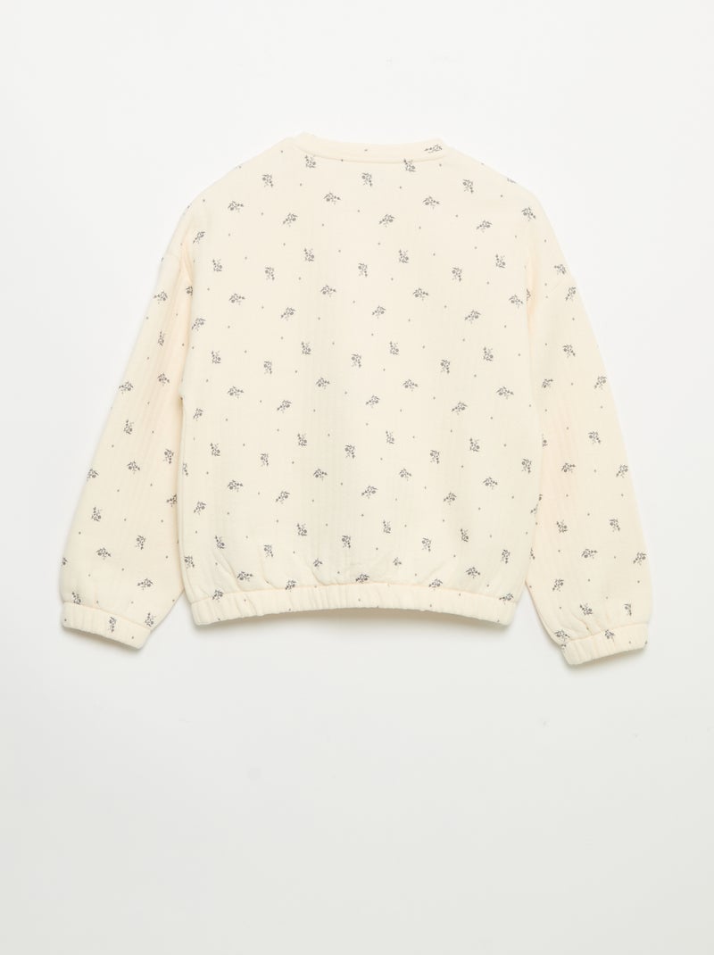Sweat à manches longues et ouverture pressionnée Blanc - Kiabi