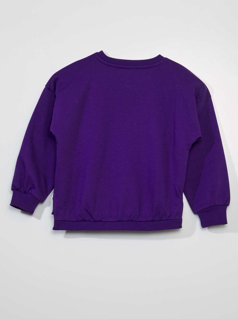 Top imprimé en jersey - Encolure ronde - Manches longues - Violet clair