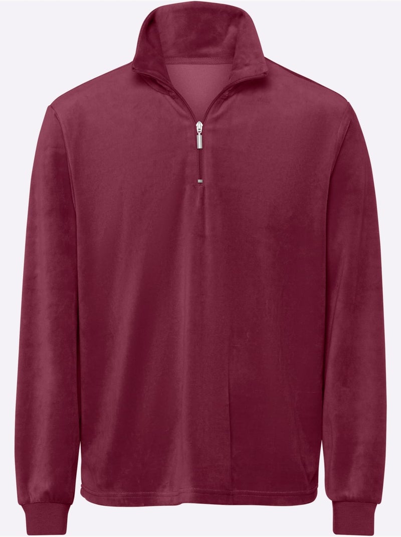 Sweat à manches longues qualité velours ras doux - taille standard - moda vilona Bordeaux - Kiabi