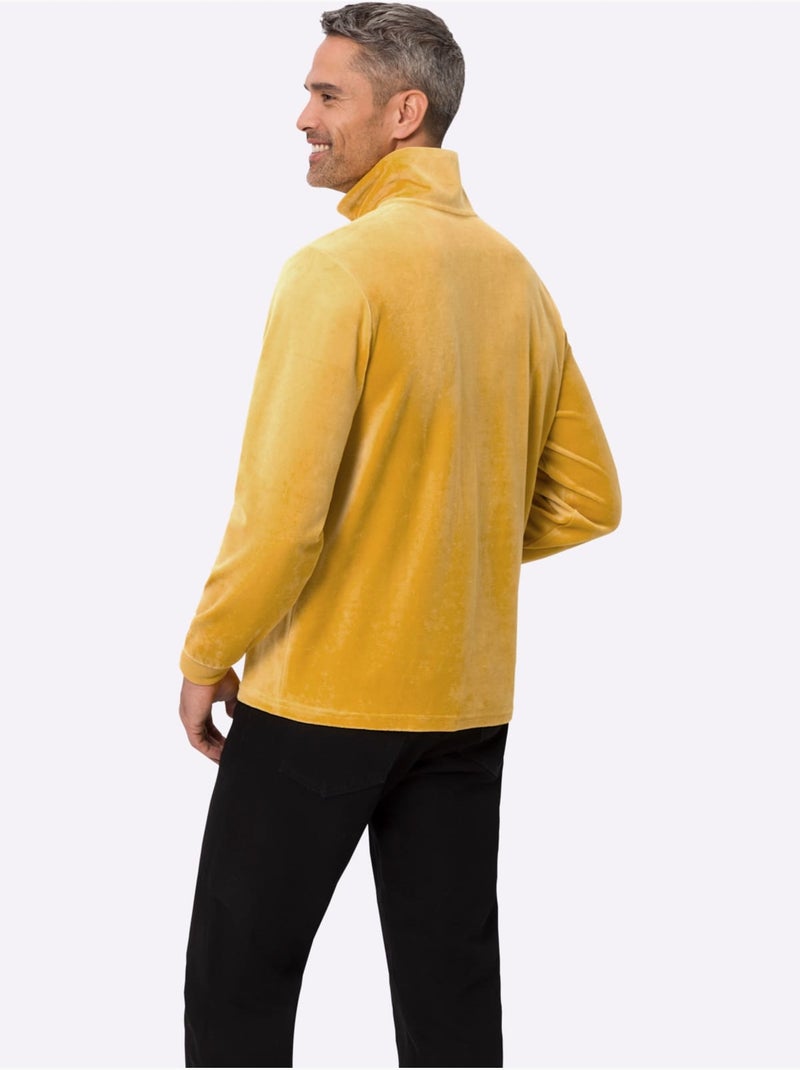 Sweat à manches longues qualité velours ras doux - taille standard - moda vilona Ocre - Kiabi