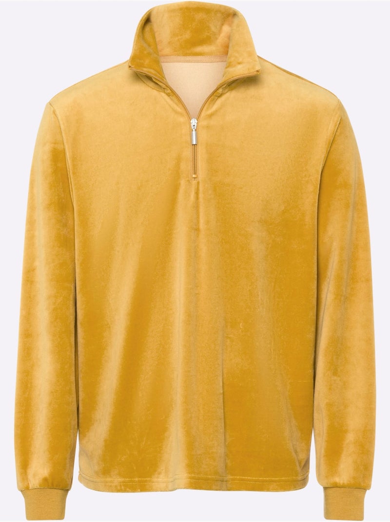 Sweat à manches longues qualité velours ras doux - taille standard - moda vilona Ocre - Kiabi