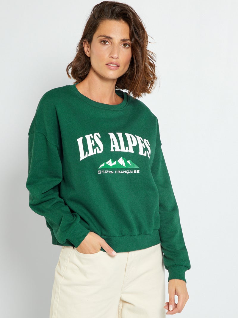 Sweat à message 'Les Alpes' Vert - Kiabi