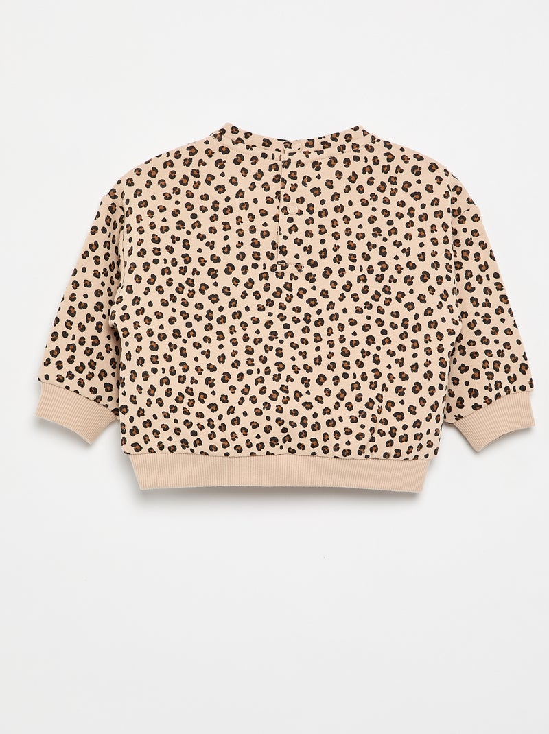 Sweat à motif en molleton Beige - Kiabi