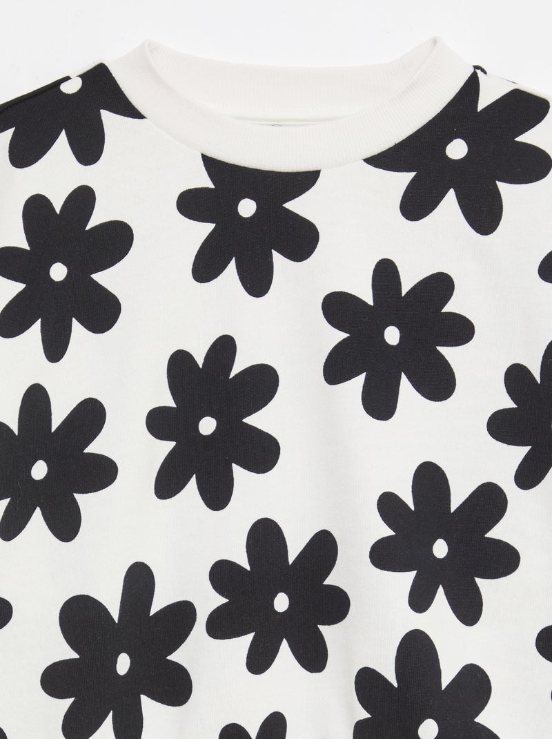 Sweat à motif et col rond Blanc - Kiabi