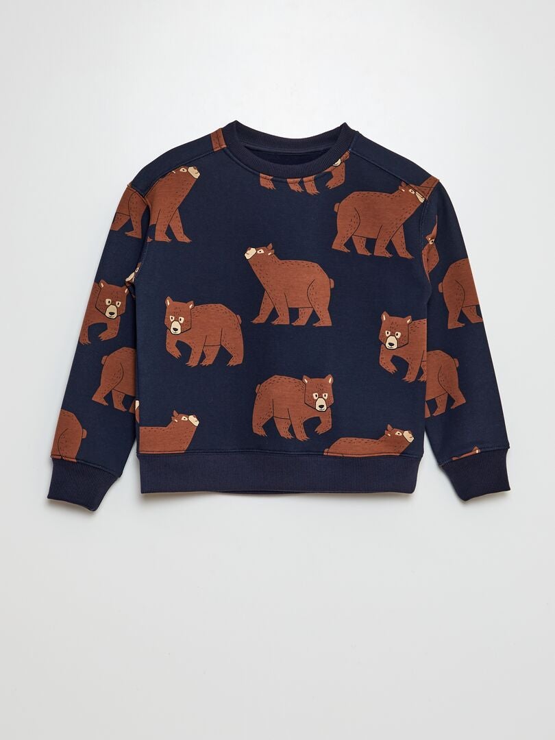 Sweat à motif 'ours' Marine - Kiabi