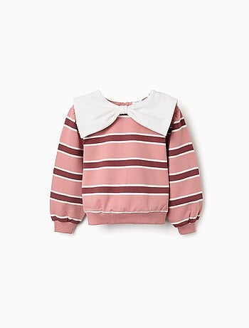 Sweat à rayures avec col en forme de nœud
