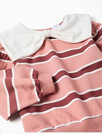 Sweat à rayures avec col en forme de nœud