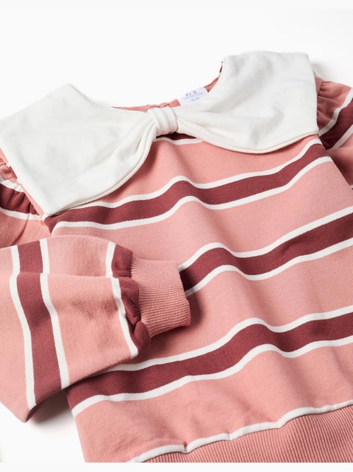 Sweat à rayures avec col en forme de nœud - Kiabi