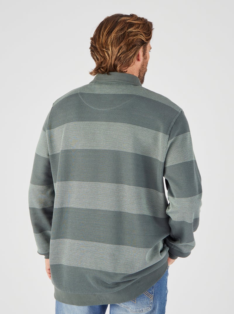 Sweat à rayures pur coton - Damart Vert - Kiabi