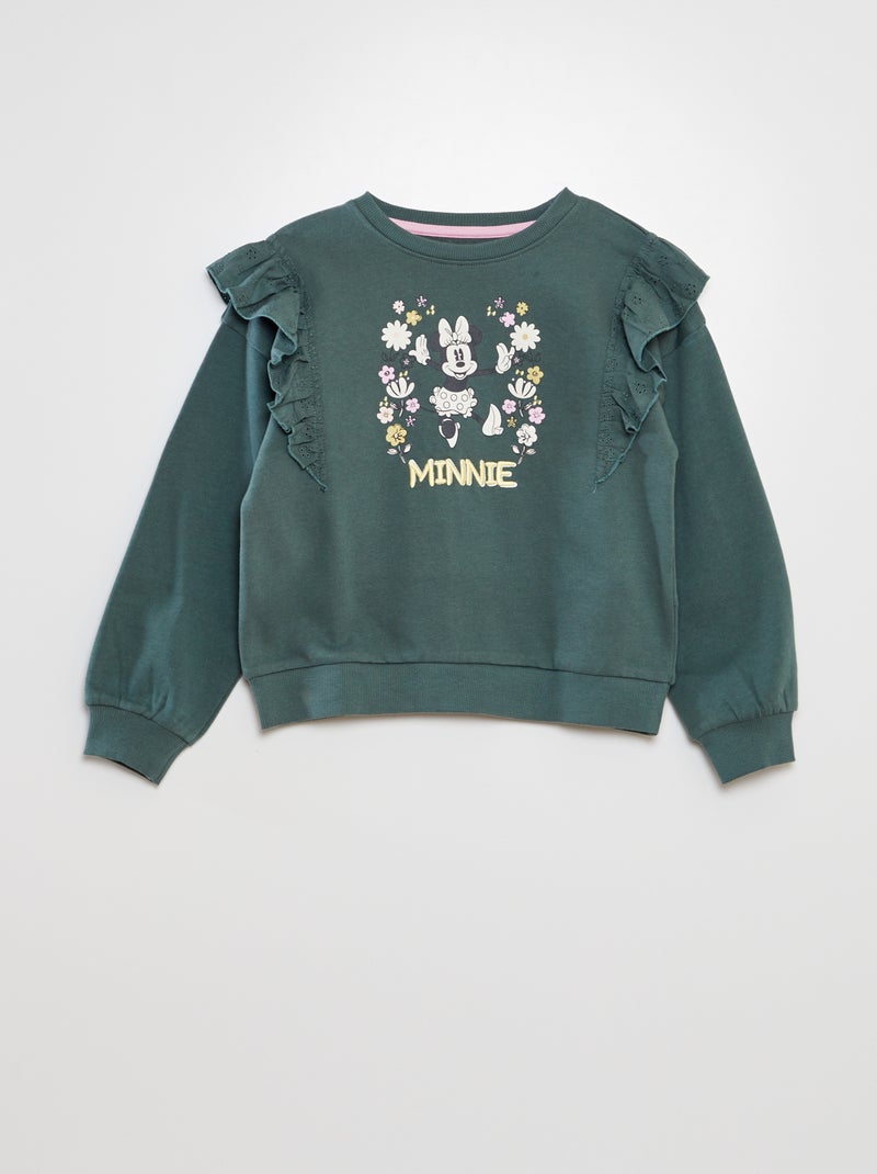 Sweat à volants imprimé 'Minnie' Vert - Kiabi