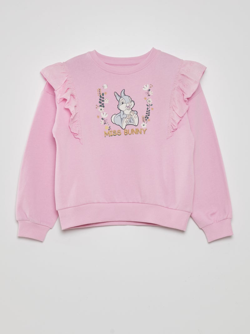Sweat à volants imprimé 'Miss Bunny' Rose - Kiabi