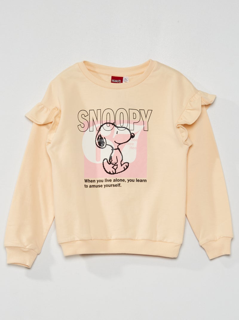 Sweat à volants 'Snoopy' Beige - Kiabi