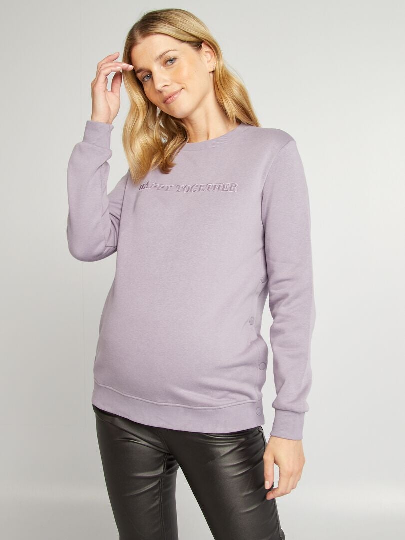 Sweat allaitement avec ouverture pressions Violet - Kiabi