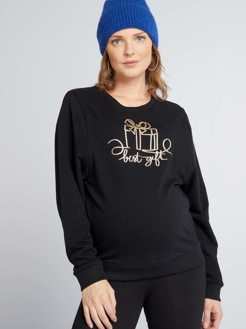 Sweat allaitement esprit Noël Noir - Kiabi