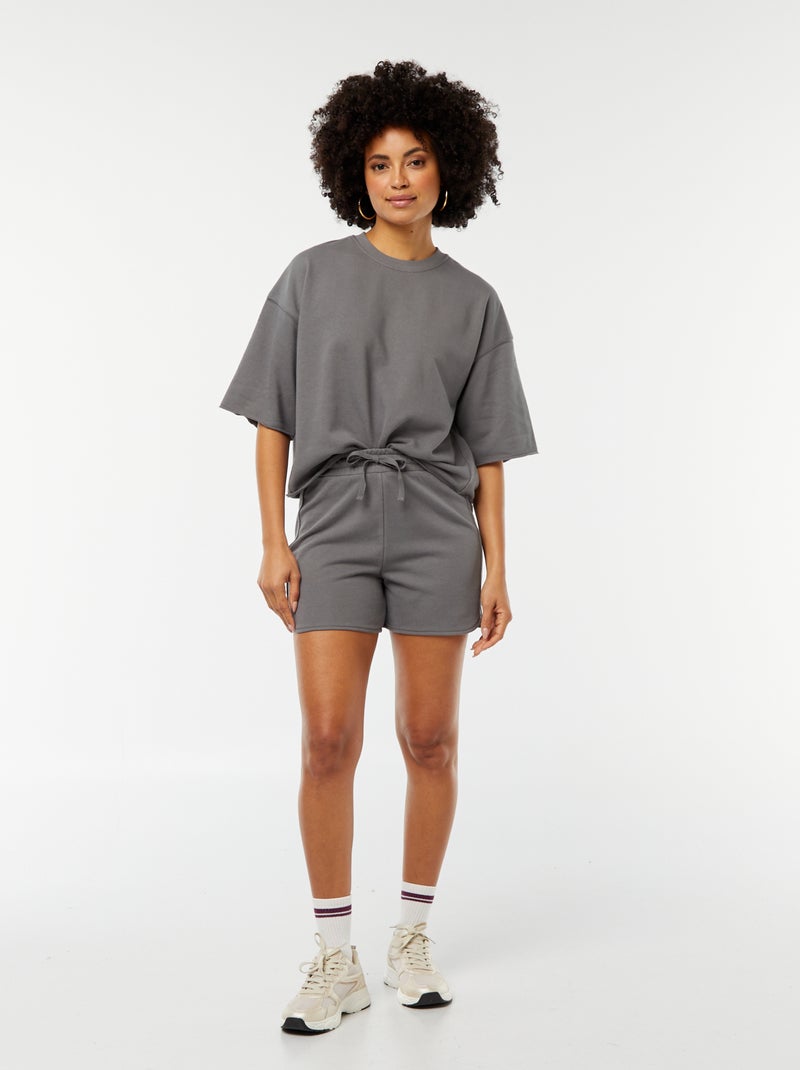 Sweat ample à manches courtes GRIS - Kiabi