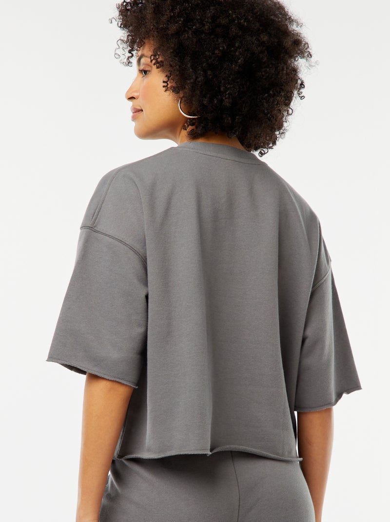 Sweat ample à manches courtes GRIS - Kiabi