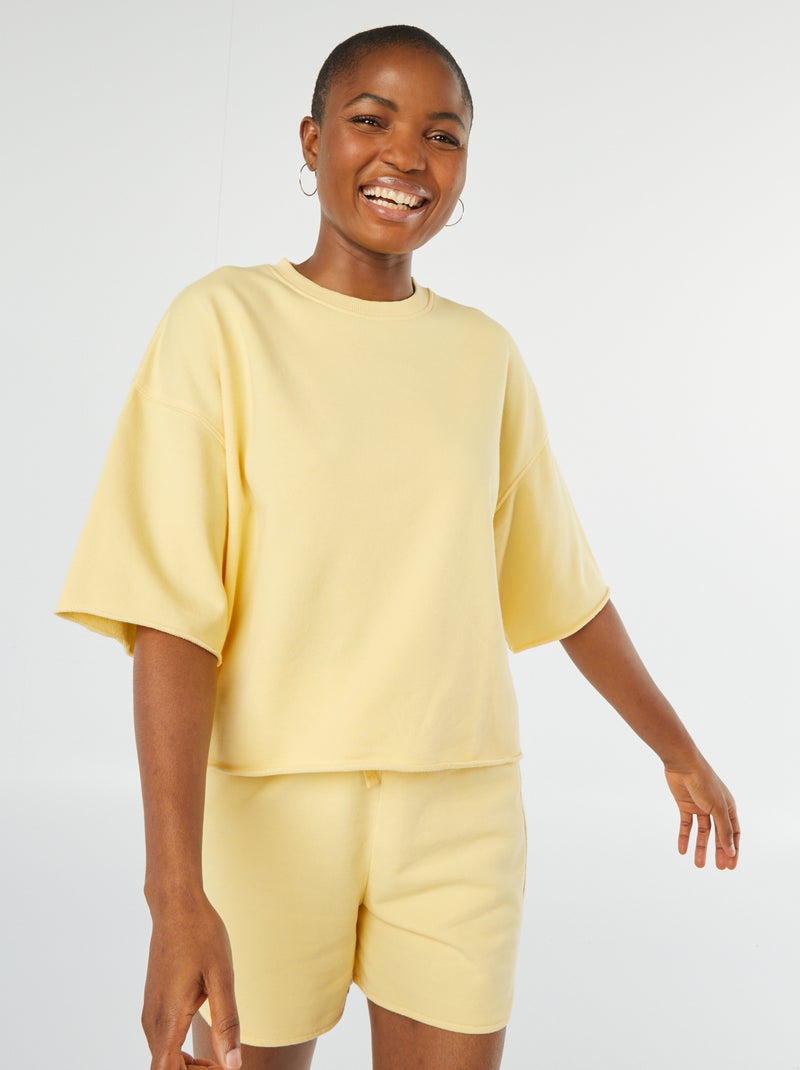 Sweat ample à manches courtes JAUNE - Kiabi