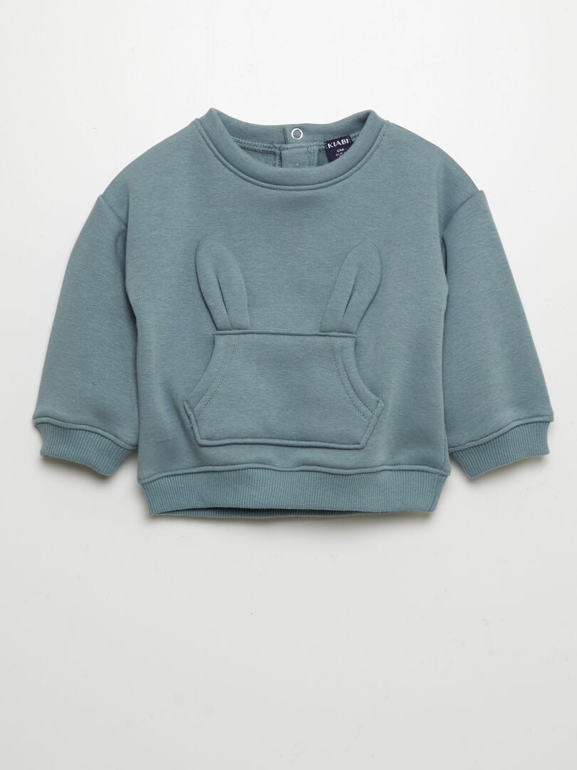 Sweat animé avec oreilles de lapin Vert - Kiabi