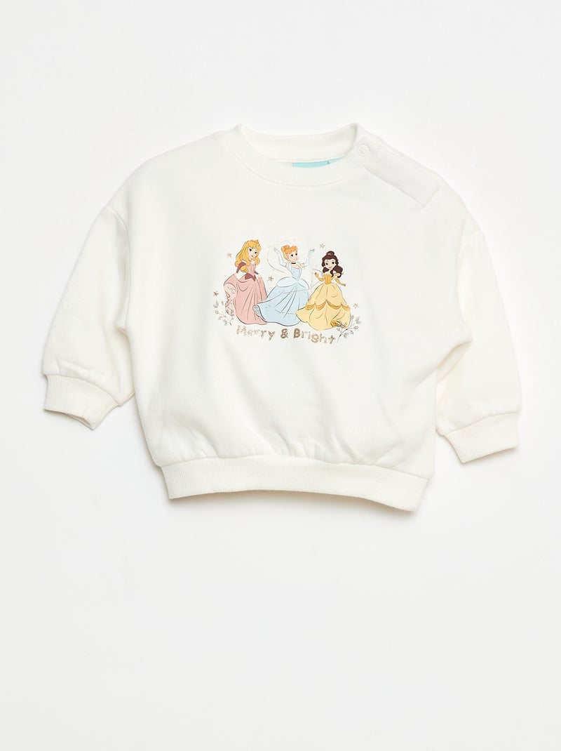 Sweat animé fantaisie 'Disney' 'Princesses' en coton Blanc - Kiabi