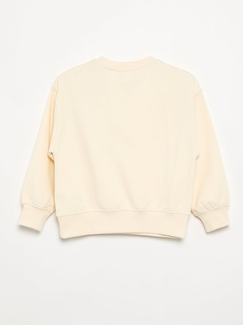 Sweat avec animations 'fleurs' en 3 dimensions Ecru - Kiabi