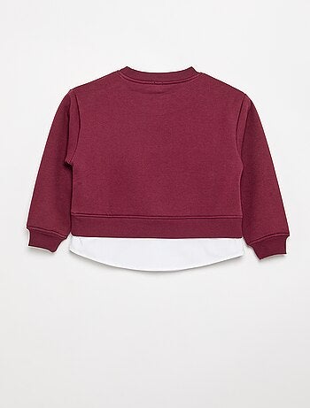 Sweat avec bas de chemise intégré et broderie poitrine