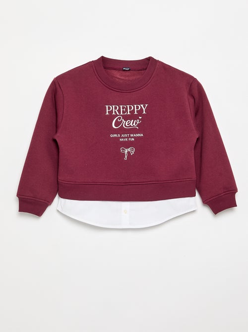 Sweat avec bas de chemise intégré et broderie poitrine - Kiabi Sweat avec bas de chemise intégré et broderie poitrine - Kiabi
