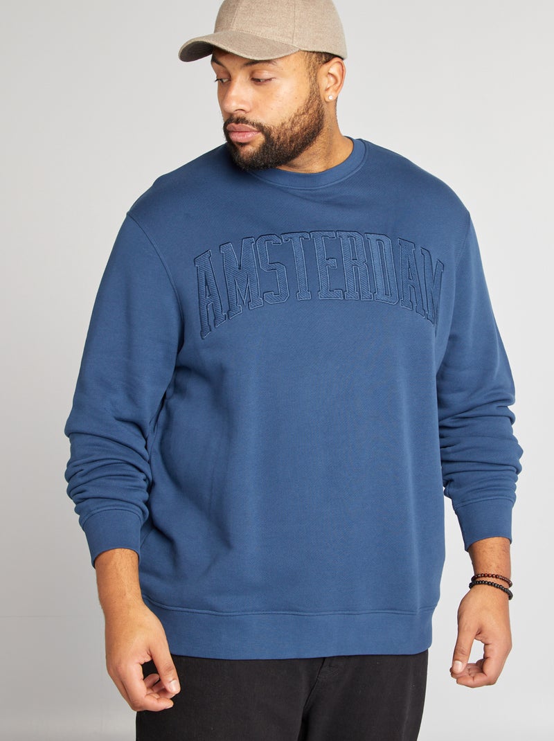 Sweat avec broderie poitrine Bleu - Kiabi