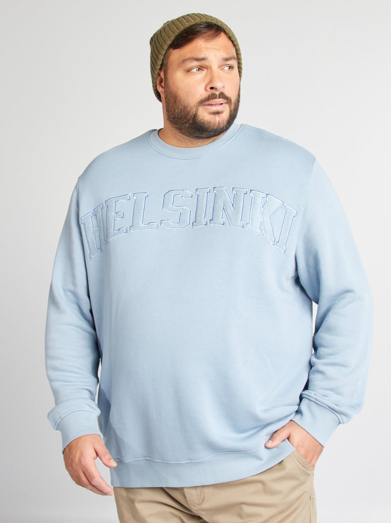 Sweat avec broderie poitrine Bleu clair - Kiabi