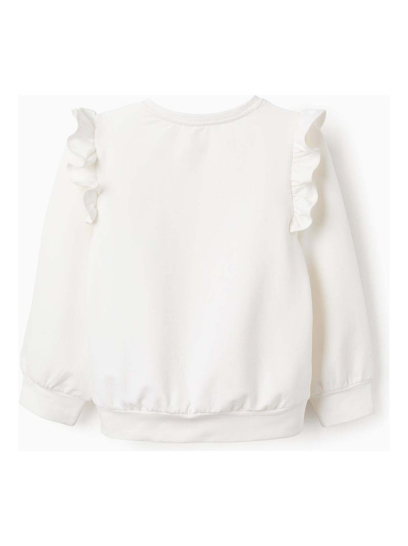 Sweat avec Broderie sur la Poitrine Blanc - Kiabi