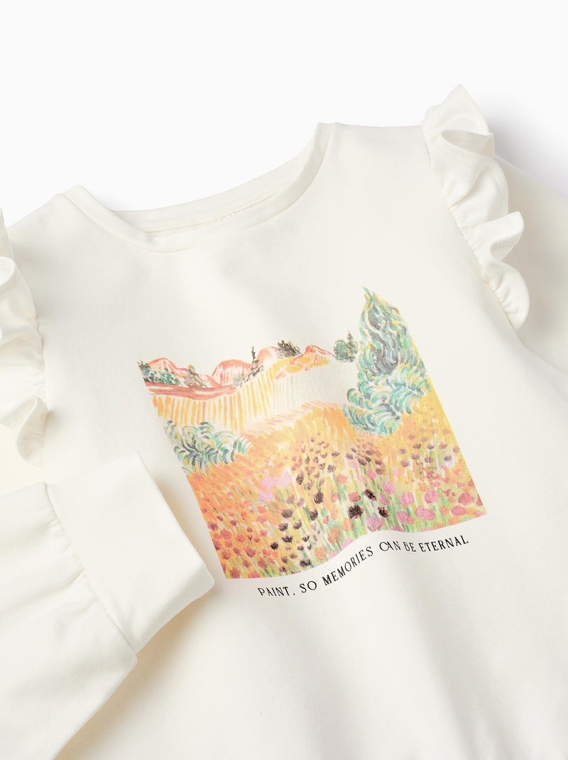 Sweat avec Broderie sur la Poitrine Blanc - Kiabi