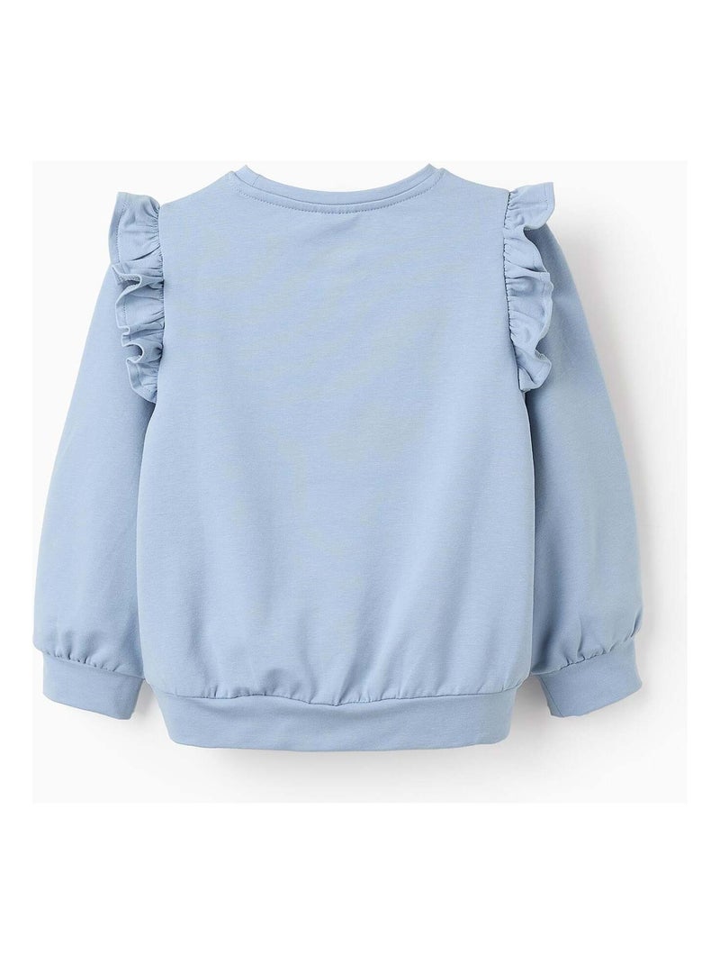 Sweat avec Broderie sur la Poitrine Bleu clair - Kiabi