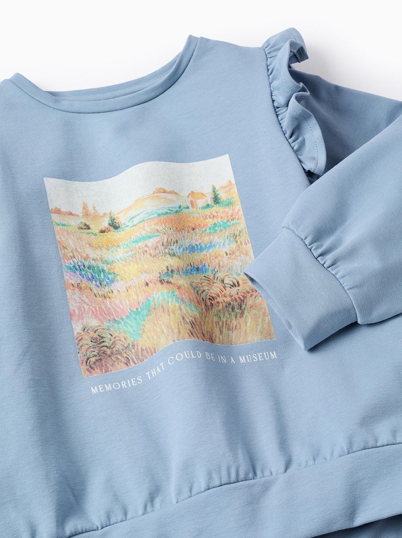 Sweat avec Broderie sur la Poitrine Bleu clair - Kiabi