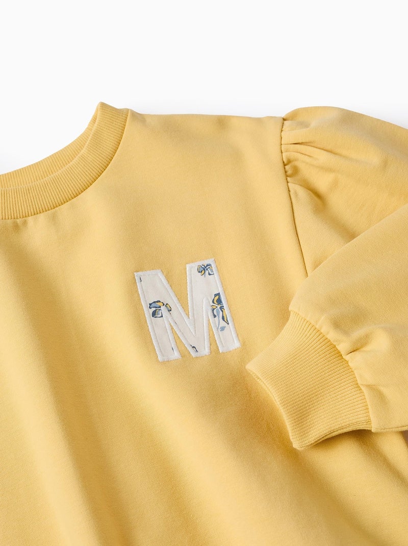 Sweat avec Broderie sur la Poitrine Jaune clair - Kiabi