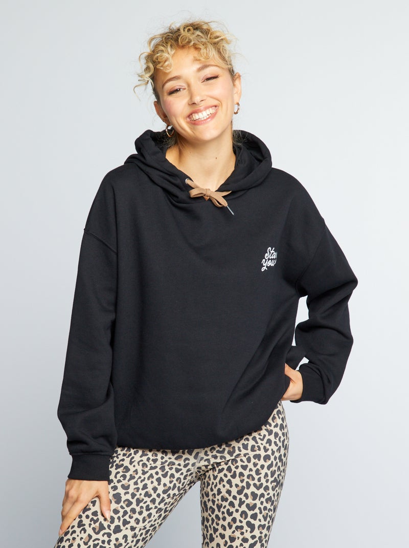 Sweat avec capuche Noir - Kiabi