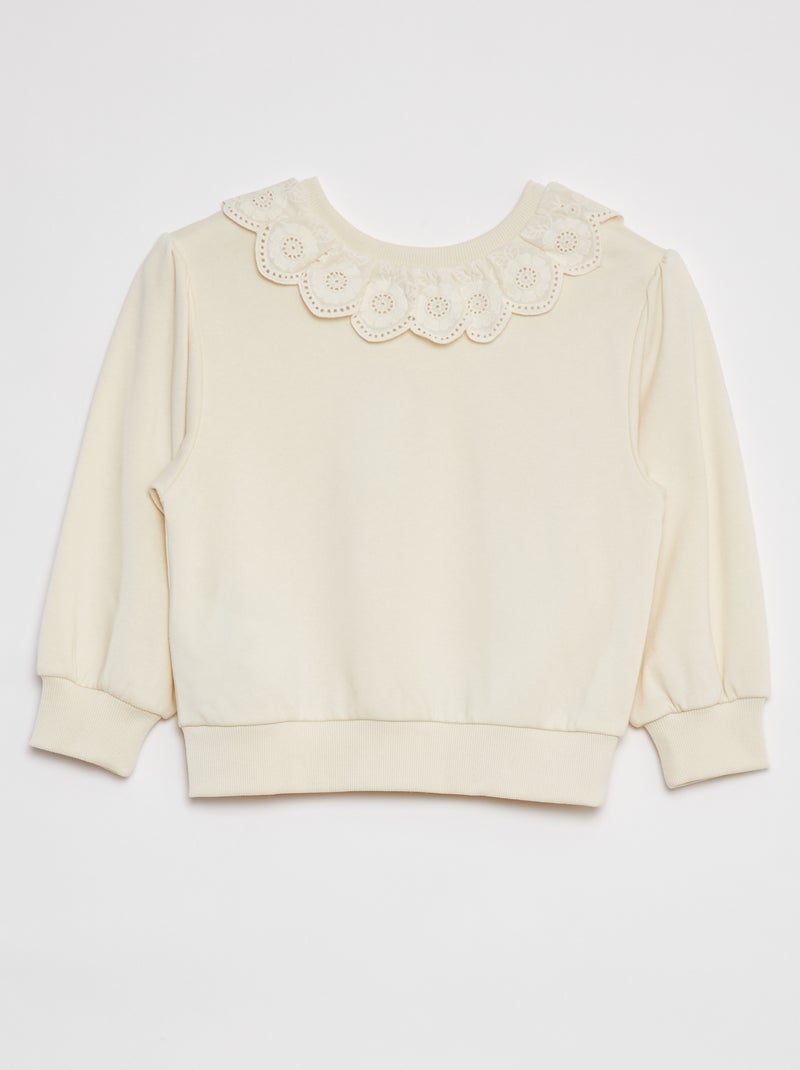 Sweat avec col à motifs BLANC - Kiabi