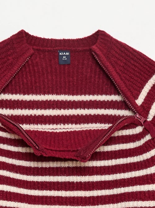 Sweat avec col montant et double ouverture zippée - collection facile à enfiler - Kiabi