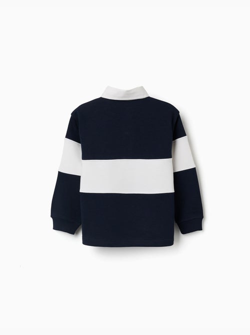 Sweat avec col polo et bloc de couleurs - Kiabi