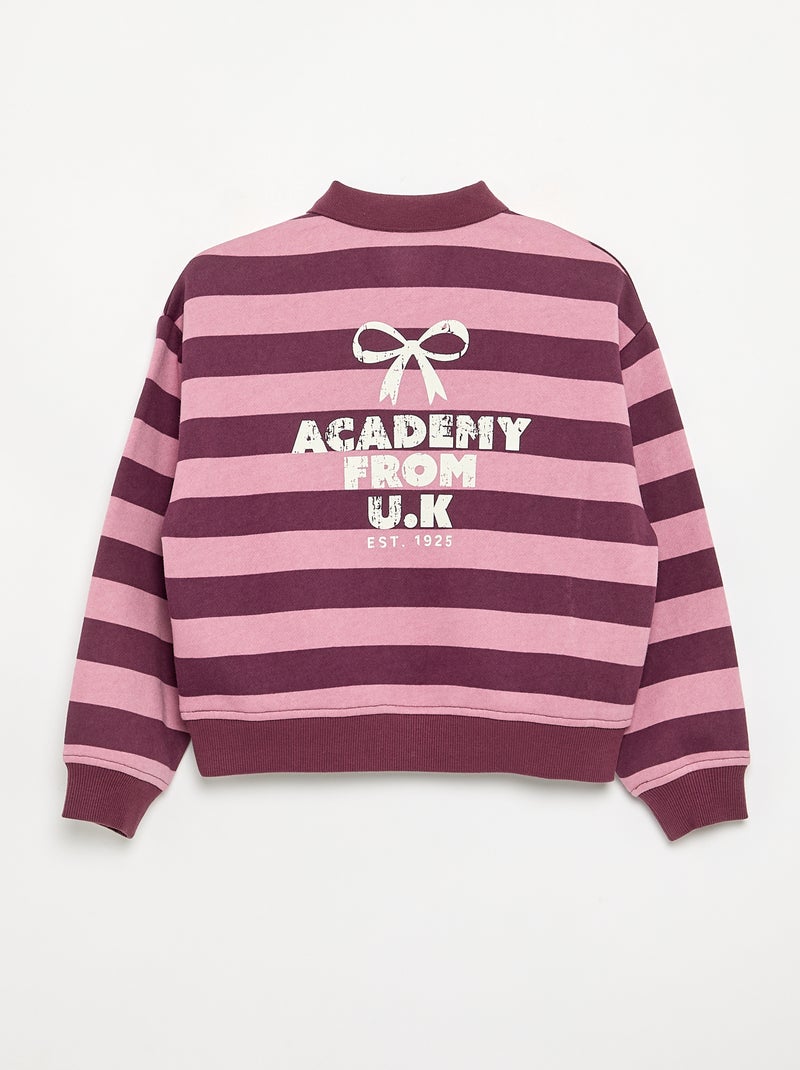 Sweat avec col polo Rose - Kiabi