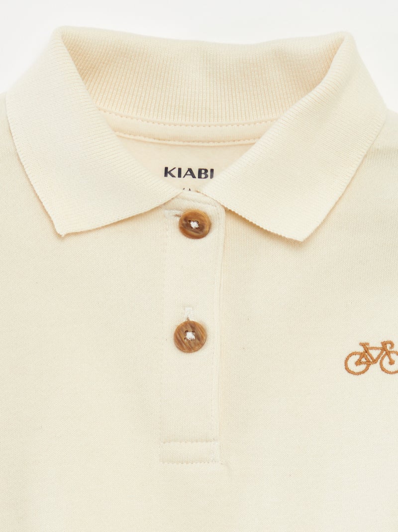Sweat avec col type polo BLANC - Kiabi