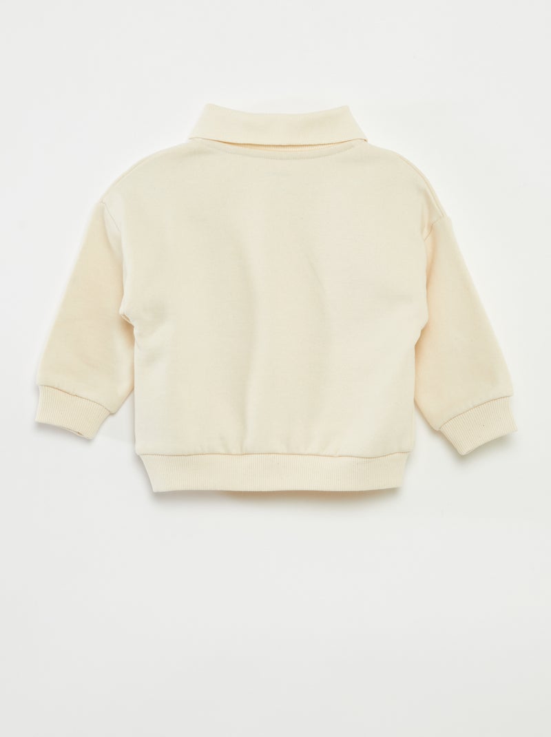 Sweat avec col type polo BLANC - Kiabi
