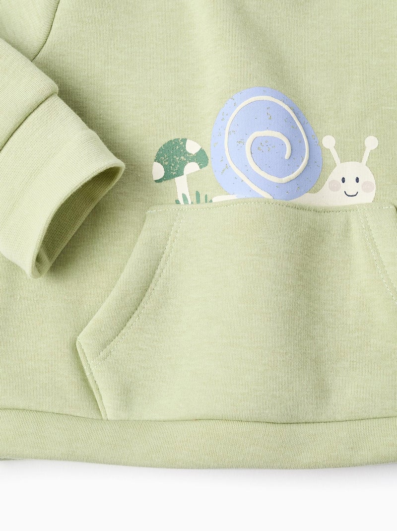 Sweat avec doublure en peluche douce synthétique et imprimé Vert clair - Kiabi