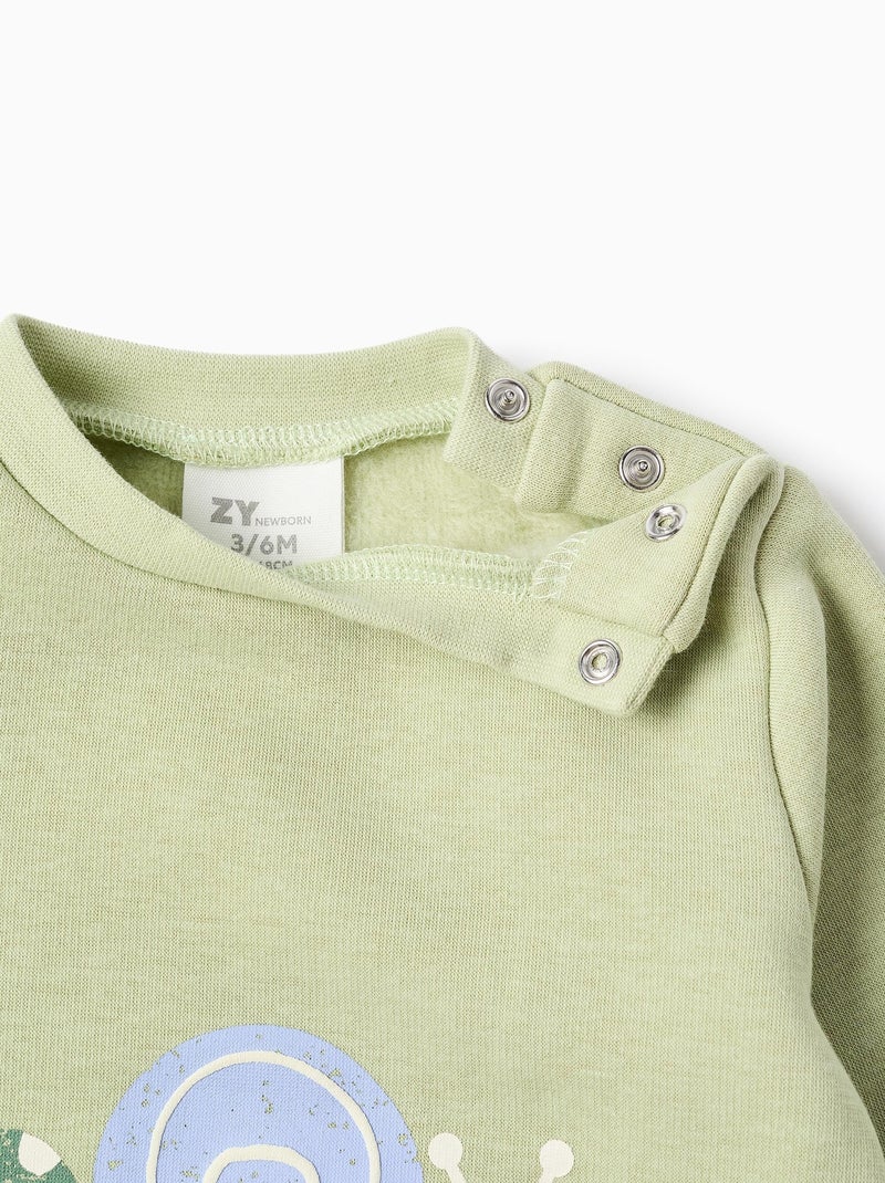 Sweat avec doublure en peluche douce synthétique et imprimé Vert clair - Kiabi