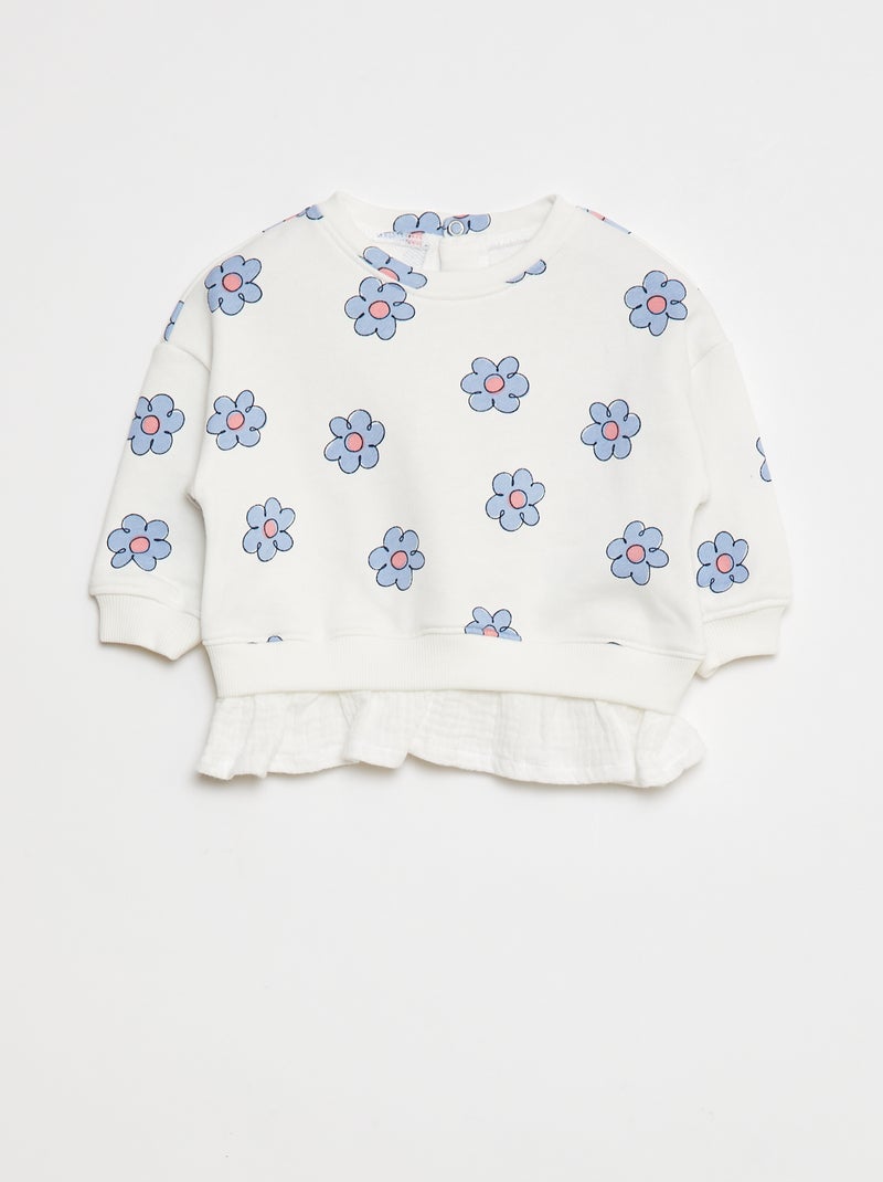 Sweat avec effet 2 en 1 à la base Blanc - Kiabi