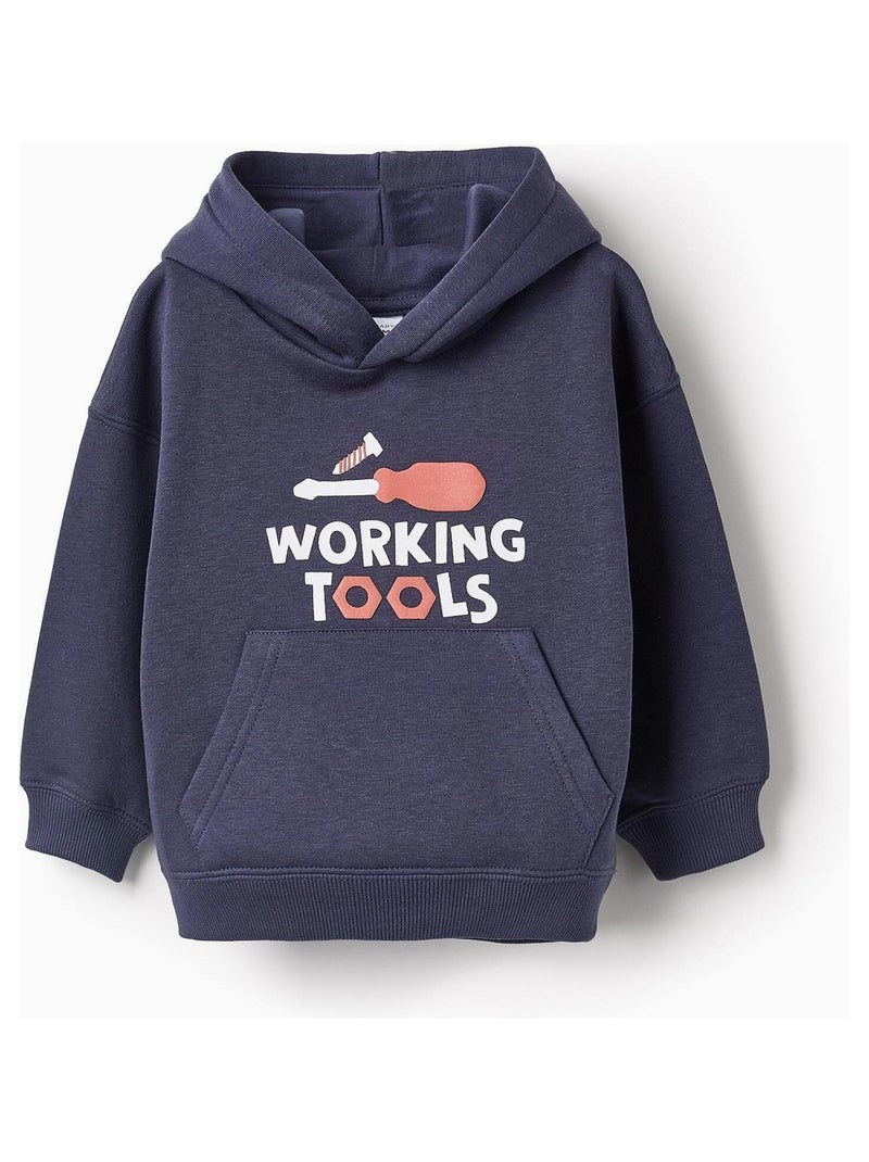 Sweat avec impression, poche kangourou MOTORCITY Bleu foncé - Kiabi