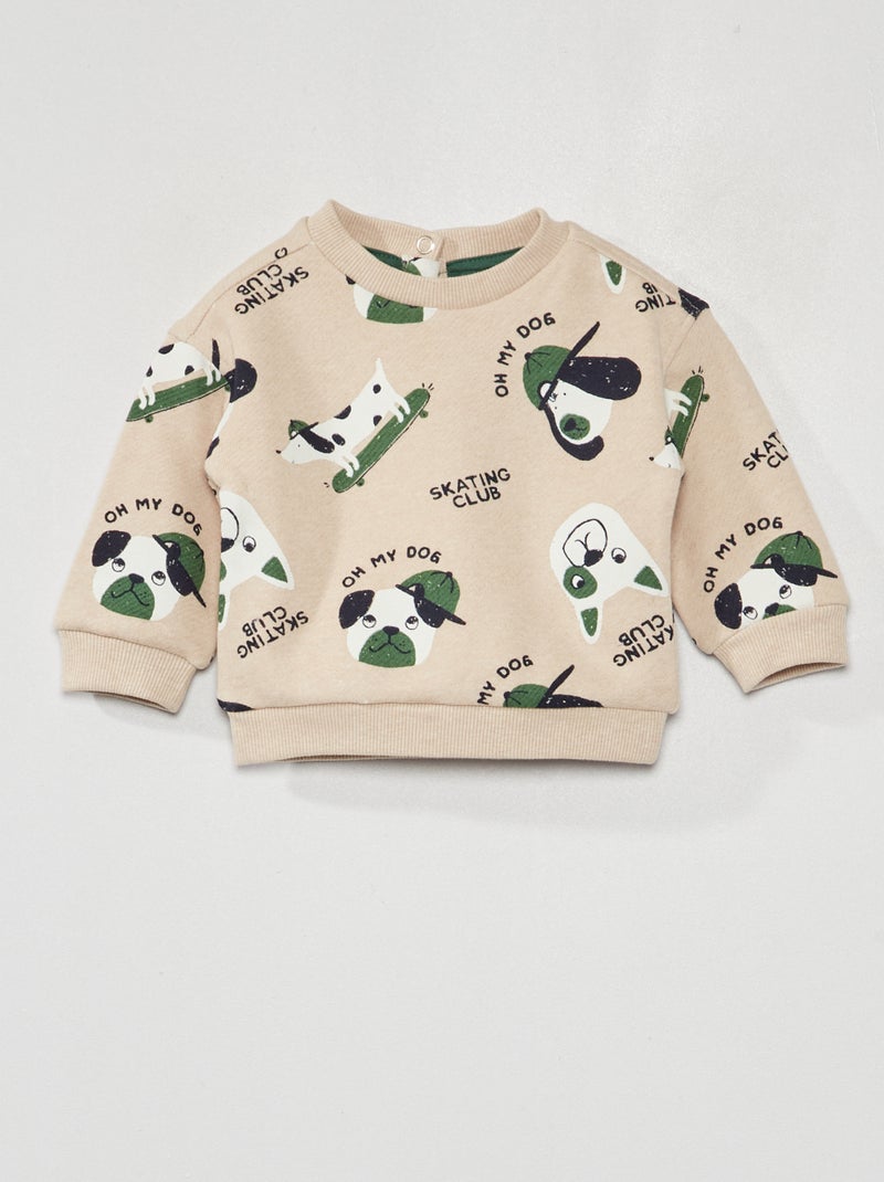Sweat avec imprimé fantaisie Beige/vert - Kiabi