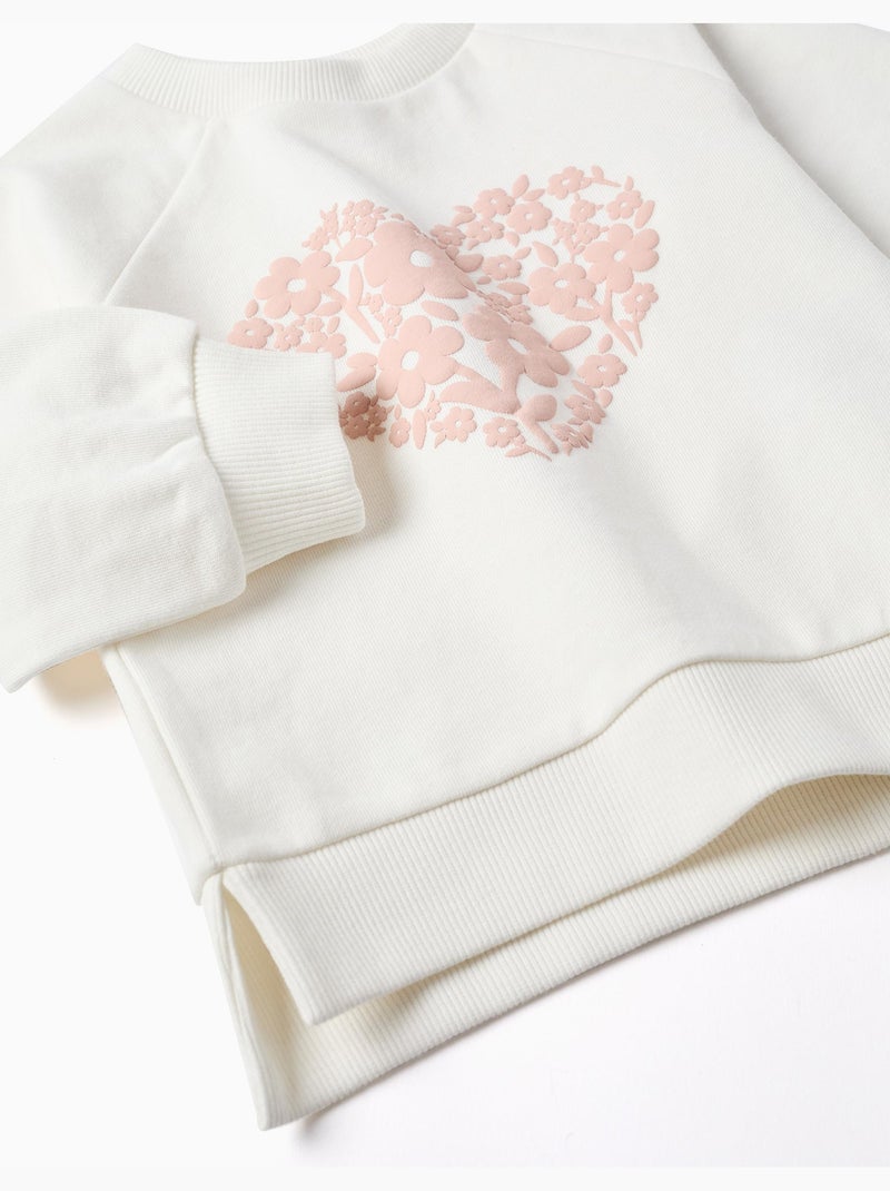 Sweat avec imprimé floral en relief Blanc - Kiabi