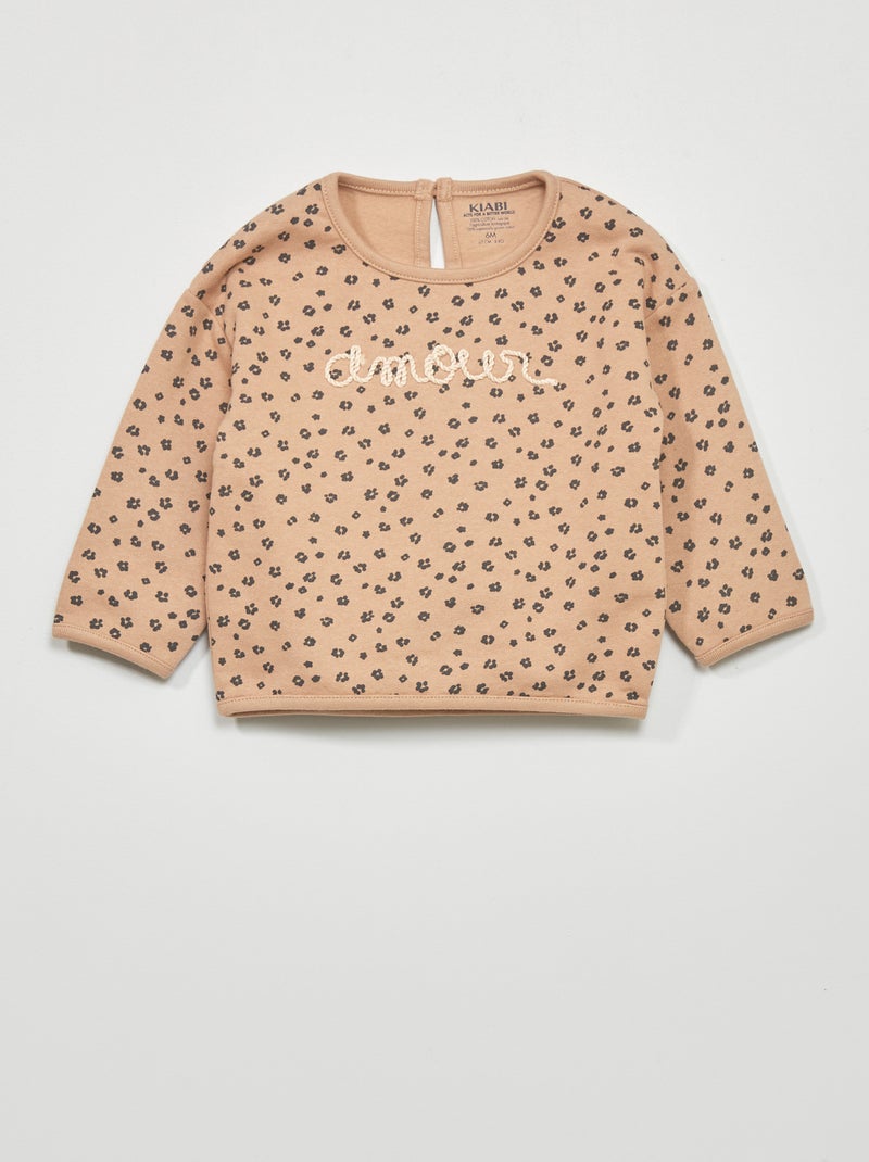 Sweat avec imprimé Marron - Kiabi