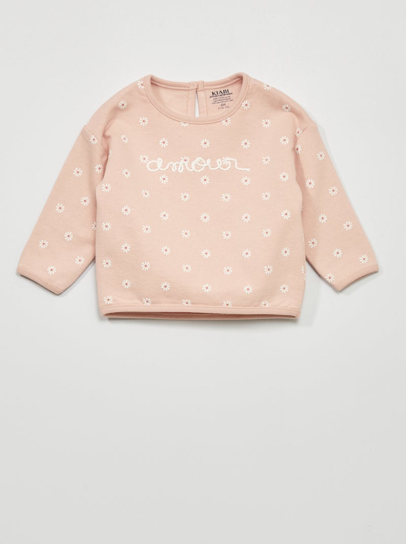 Sweat avec imprimé Rose - Kiabi